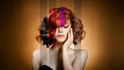 the woman with the bright colored hair has a surprised look,goldfrapp,anchoress,derivable,toucouleur,image manipulation,rankin