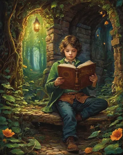 child with a book,children's fairy tale,little girl reading,magic book,bookworm,scholar,read a book,a fairy tale,fairy tale character,children's background,fairy tale,reading,fairy tales,childrens books,reading magnifying glass,jrr tolkien,magical adventure,open book,fantasy picture,hobbit,Illustration,Abstract Fantasy,Abstract Fantasy 10