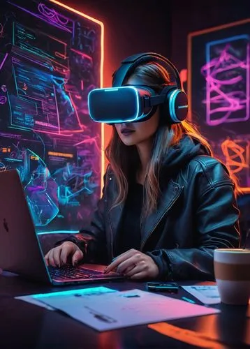 vr,cyberpunk,vr headset,virtual reality,cyber glasses,virtual world,oculus,tech trends,girl at the computer,virtual,women in technology,virtual reality headset,digital technology,virtual landscape,futuristic,digital nomads,technology of the future,cyber,virtual identity,tech news,Conceptual Art,Fantasy,Fantasy 34