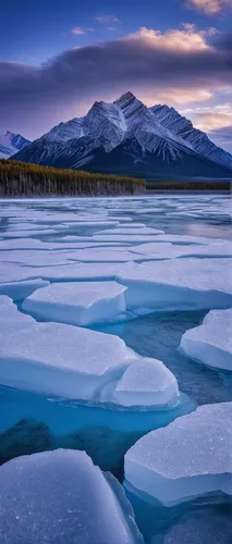 Ice fracture at Abraham Lake frozen with Mount Michener, Alberta, Canada, North America,vermilion lakes,frozen lake,jasper national park,glacial melt,ice landscape,glacial lake,yukon territory,yukon r