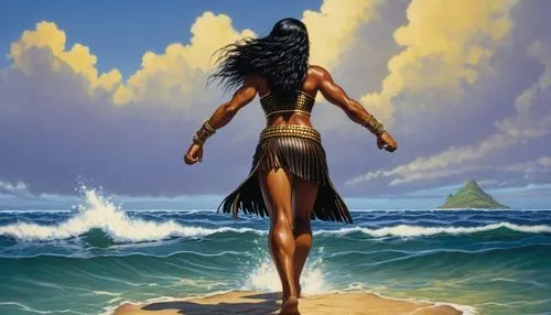 themyscira,atlantean,polynesian girl,hinemoa,struzan,inanna,Illustration,American Style,American Style 07