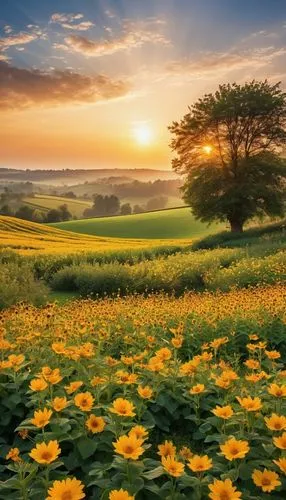 sunflower field,flower field,field of rapeseeds,blanket of flowers,field of flowers,blooming field,meadow landscape,flowers field,sun flowers,sunflowers,flower in sunset,splendor of flowers,flower meadow,blanket flowers,summer meadow,yellow daisies,nature landscape,beautiful landscape,dandelion field,flowering meadow,Photography,General,Realistic