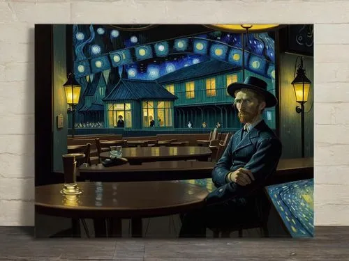 woman at cafe,glass painting,paris cafe,night scene,art deco frame,the coffee shop,photo painting,tresorerie,lamplighters,art deco background,art painting,nighthawks,speakeasy,oil painting on canvas,t