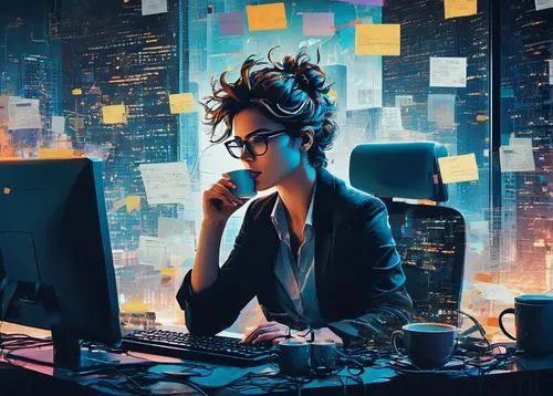 girl at the computer,women in technology,blur office background,night administrator,cyberpunk,man with a computer,computerologist,secretarial,cypherpunks,computer addiction,computer freak,computer business,office worker,thinkcentre,cybertrader,cyberpunks,secretariats,place of work women,neon human resources,programadora,Art,Artistic Painting,Artistic Painting 42