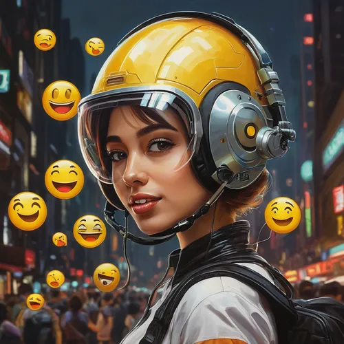 girl with speech bubble,emoji,emojicon,cyberpunk,emojis,motorcycle helmet,emoticons,smileys,bicycle helmet,emoticon,io,world digital painting,twitch icon,construction helmet,grin,emoji programmer,social bot,vespa,emoji balloons,skype icon,Conceptual Art,Fantasy,Fantasy 15