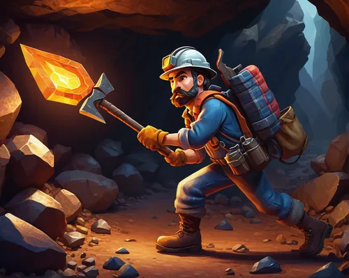 miner,adventurer,mountain guide,mining,game illustration,caving,blacksmith,crypto mining,gold mining,miners,tradesman,torchlight,explorer,dane axe,pickaxe,fire master,dwarf cookin,scandia gnome,surveyor,engineer,Art,Artistic Painting,Artistic Painting 39