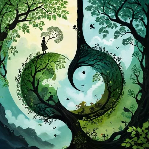 koru,yinyang,okami,taoism,yin yang,yin and yang,Illustration,Abstract Fantasy,Abstract Fantasy 07