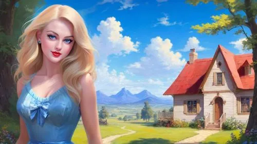 landscape background,elsa,fairy tale character,fantasy picture,rapunzel,eilonwy