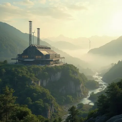 hydropower plant,industrial landscape,coal-fired power station,coal fired power plant,breakneck,hydroelectricity,thermal power plant,mining facility,power plant,taroko,power station,lignite power plant,japan landscape,powerstation,faisal mosque,powerplant,hydroelectric,nuclear power plant,wudang,tungsha,Photography,General,Realistic