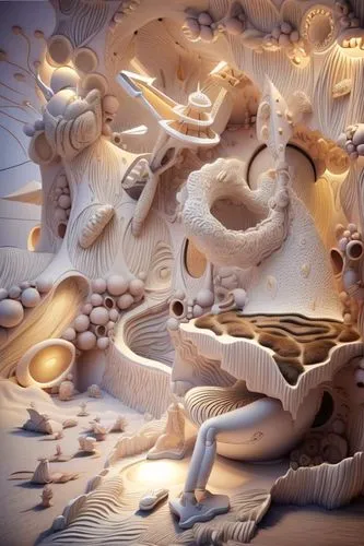 sand sculptures,3d fantasy,sand art,gaudi,mandelbulb,wood carving,woodcarving,fractals art,fractalius,paper art,sand sculpture,lachapelle,sagmeister,vespertine,materialise,fractal environment,cinema 4d,meerschaum,morphogenesis,kinetic art