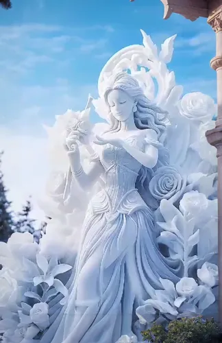 ใส่สีภายนอกเต็มที่สวยงามดั่งนางฟ้าเทพนิยาย สวยงามสมจริง,white rose snow queen,ice queen,the snow queen,eternal snow,glory of the snow,father frost,goddess of justice,winterblueher,cg artwork,angel sta