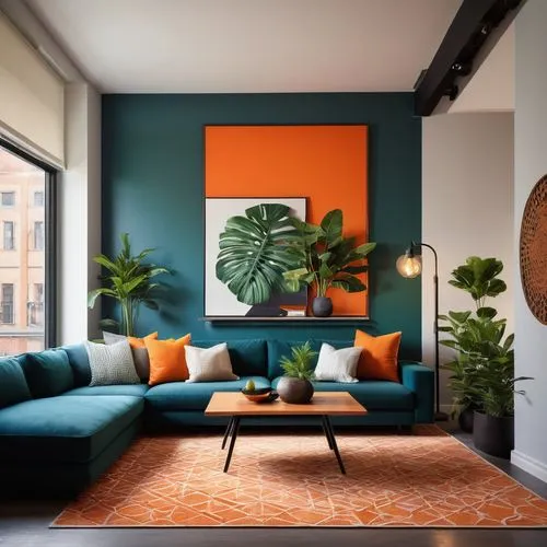 teal and orange,modern decor,apartment lounge,contemporary decor,philodendron,interior decor,interior design,homeadvisor,mid century modern,shared apartment,house plants,an apartment,airbnb icon,houseplant,interior decoration,saturated colors,wall decor,houseplants,aperol,wall decoration,Art,Classical Oil Painting,Classical Oil Painting 25