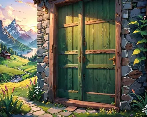 wooden door,home door,garden door,the door,open door,door,fairy door,old door,outhouse,wood gate,chicken coop door,steel door,iron door,metallic door,doorway,the threshold of the house,cartoon video game background,farm gate,doors,front door,Anime,Anime,General