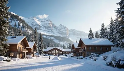 winter village,snowy landscape,alpine village,norquay,avoriaz,snow landscape,winter landscape,christmas landscape,mountain village,ski resort,winter background,mountain huts,courchevel,winter wonderland,winterplace,snowy mountains,snow scene,mountain settlement,alpine region,canadian rockies