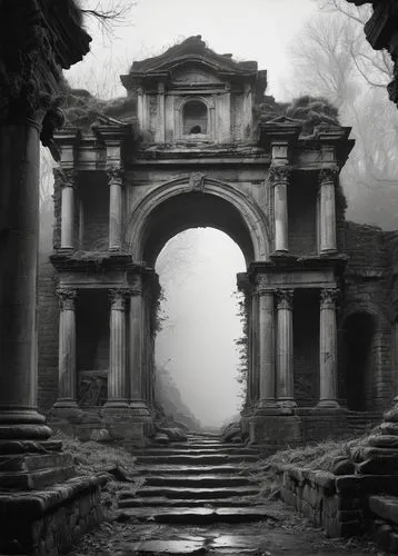 ruins,ancient ruins,ruin,ruinas,the ruins of the,mausoleum ruins,colonnaded,ancient city,necropolis,ancient,sepulchres,sepulchre,piranesi,the ancient world,antiquity,roman ruins,ephesus,ancient rome,hall of the fallen,ruine,Illustration,Black and White,Black and White 35