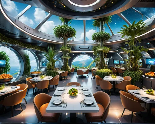 ufo interior,floating restaurant,fine dining restaurant,sky space concept,futuristic architecture,futuristic landscape,aquarium decor,spaceship space,breakfast room,revolving,alien ship,restaurant bern,a restaurant,beach restaurant,diner,aquariums,oasis of seas,eco hotel,futuristic art museum,spaceship,Photography,General,Natural