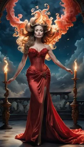 fire angel,melisandre,fire siren,flame spirit,huiraatira,flame of fire,adagio,fiery,fire dancer,lady in red,margairaz,celtic woman,fantasy picture,pillar of fire,fire heart,infernal,aflame,sorceress,fire background,fantasy art,Conceptual Art,Fantasy,Fantasy 24