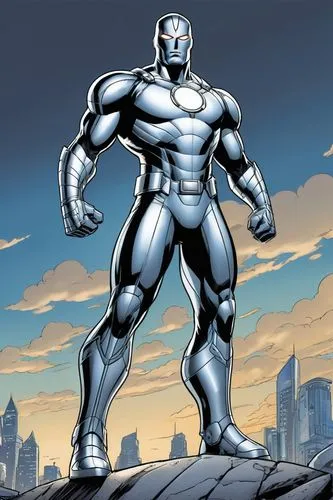 silver surfer,steel man,steelman,colossus,ironist,metallo,Illustration,American Style,American Style 13