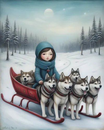 sled dog,dog sled,sled dog racing,huskies,mushing,winter animals,christmas sled,tamaskan dog,sledding,sakhalin husky,sled,sleigh ride,west siberian laika,canadian eskimo dog,husky,north pole,sleds,wolf pack,eskimo,alaskan klee kai,Illustration,Abstract Fantasy,Abstract Fantasy 06