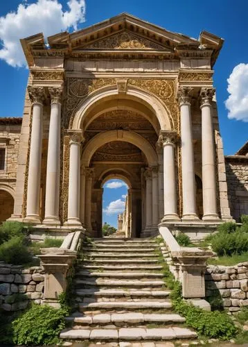 celsus library,dougga,leptis,yerlikaya,jerash,baalbek,celsus,triumphal arch,greek temple,agrigento,temple of diana,amphipolis,morgantina,roman temple,ephesus,temple of poseidon,capitolium,noto,mantineia,temple of hercules,Art,Artistic Painting,Artistic Painting 47