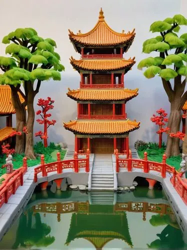 miniland,asian architecture,hall of supreme harmony,pagodas,ninjago,diorama,japanese garden ornament,buddhist temple,zhaozhou,lego city,shuozhou,japanese garden,water palace,japanese zen garden,lego background,tianxia,jianghuai,zen garden,chaozhou,hengdian,Unique,3D,Clay