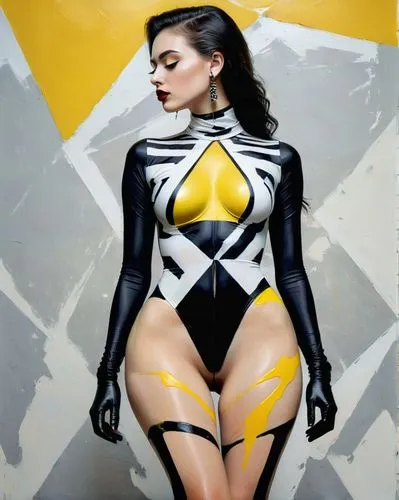 bodypaint,neon body painting,bodypainting,body painting,sprint woman,geometric body,harnessed,wasp,latex clothing,kryptarum-the bumble bee,yellow and black,latex,bodysuit,electro,xmen,dita,x-men,x men,super heroine,body art,Conceptual Art,Fantasy,Fantasy 13