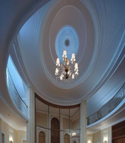 classic dome celling ,the circular room in the building is decorated with artichokes,cochere,vaulted ceiling,hall roof,rotunda,entrance hall,ceiling,Photography,General,Realistic