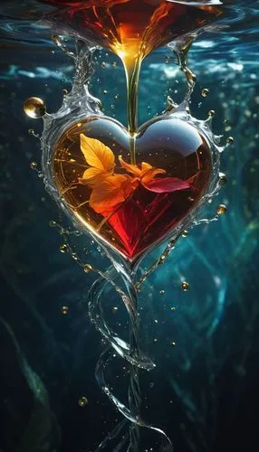 watery heart,fire heart,lotus hearts,colorful heart,heart flourish,the heart of,Conceptual Art,Fantasy,Fantasy 11