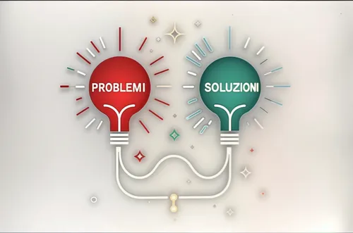 two bulbs with different types of information are labeled problems and solution,energysolutions,problem solution,solium,colloquia,collaborationism,coldfusion,colloquies,solvation,sourcefire,solenoids,