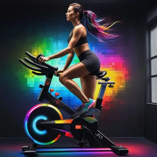 bike pop art,woman bicycle,ellipticals,ergometer,elliptical,sportif,Illustration,Realistic Fantasy,Realistic Fantasy 16