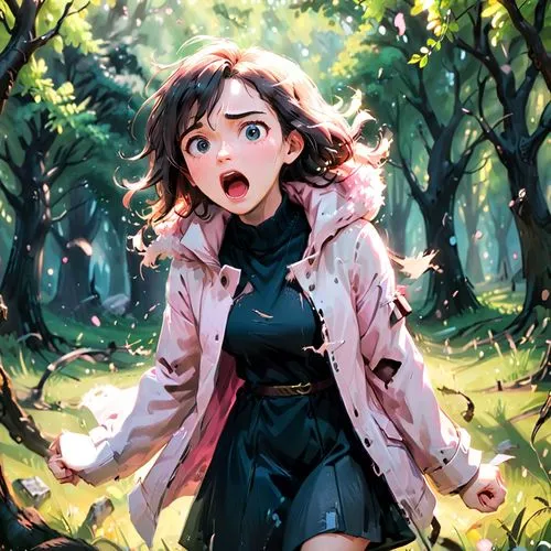 kumiko,japanese sakura background,takagaki,falling on leaves,haru,sakura background,Anime,Anime,Cartoon