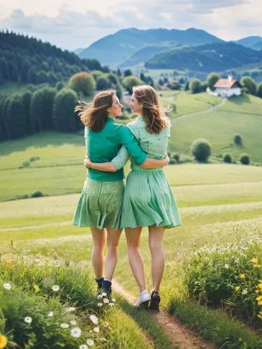 aaaa,green summer,dirndl,aa,sound of music,green fields,Photography,Documentary Photography,Documentary Photography 19