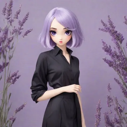 lavenu,fashion doll,konan,female doll,mmd,purple background