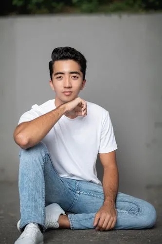 filipino,asian,white shirt,portrait background,male model,jeans background,kai yang,vietnamese,asian semi-longhair,yun niang fresh in mind,korean,choi kwang-do,senior photos,guk,asian vision,man on a bench,sitting on a chair,korean won,kai bei,young model