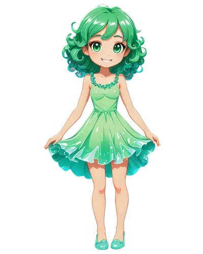 emerald,malachite,doll dress,dress doll,green dress,acerola,chibi girl,dryad,green bean,lily pad,mint blossom,green aurora,apple mint,child fairy,green mermaid scale,stylized macaron,marie leaf,rosa ' the fairy,gaia,fae,Illustration,Japanese style,Japanese Style 07