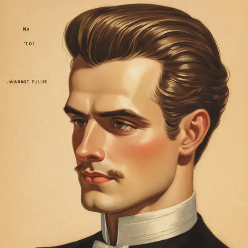 Write a step-by-step guide on how to achieve a perfect u-shaped haircut.,pompadour,lincoln motor company,pomade,count of faber castell,vintage illustration,lincoln,robert harbeck,magazine cover,gentle