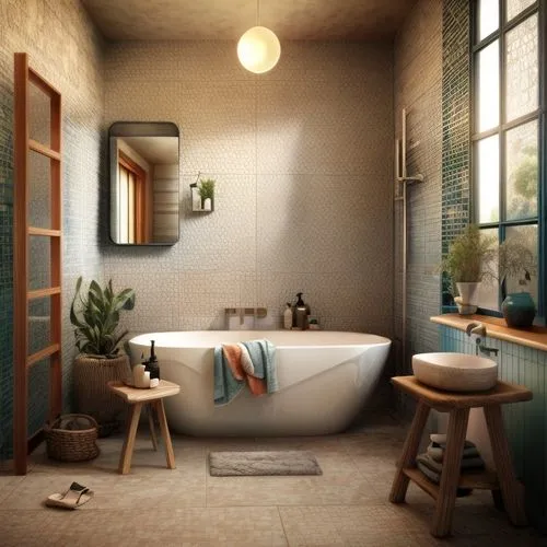 bathtub,modern minimalist bathroom,bathroom,luxury bathroom,tub,bathtub accessory,bath,ceramic tile,ceramic floor tile,the tile plug-in,tile kitchen,shower base,almond tiles,tiles,baths,laundry room,3d rendering,tiling,tile flooring,modern decor