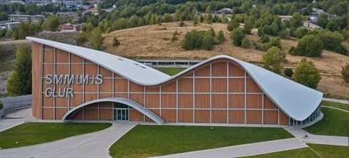 an aerial po of a building with lots of windows,olympia ski stadium,vitra,bjarke,kettunen center,skolkovo,silviucinema,Photography,General,Realistic