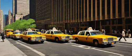 new york taxi,taxicabs,taxis,taxi cab,yellow taxi,cabs,cabbies,taxicab,taxi,cabbie,taxi stand,limos,minicabs,minicab,cabby,5th avenue,motorcade,cosmopolis,newyork,new york,Illustration,Retro,Retro 07