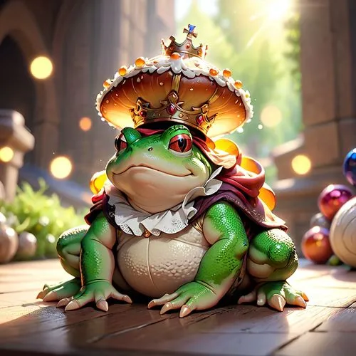 frog prince,frog king,koopa,frog background,serdamba,kawaii frog,Anime,Anime,Cartoon