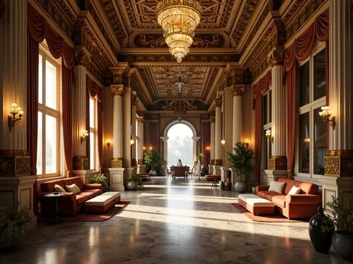 royal interior,hallway,corridor,entrance hall,foyer,lobby,corridors,cochere,dolmabahce,ritzau,hall of nations,enfilade,europe palace,hotel nacional,neoclassical,residenz,villa cortine palace,empty interior,biltmore,cliveden