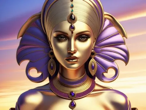 a close up of an artistic picture of a female body,nefertiti,wadjet,inanna,hathor,nephthys,estess,Illustration,Realistic Fantasy,Realistic Fantasy 45