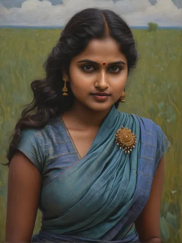 Ramya Pandian: An epitome of grace and elegance on the silver screen,jaya,indian art,indian woman,kamini,oil painting on canvas,indian girl,girl with cloth,tamil culture,oil painting,pongal,sari,keral