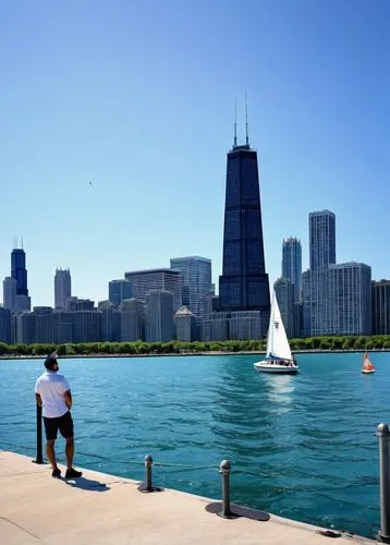 lakefront,chicago skyline,chicago,navy pier,chicagoan,chicagoland,federsee pier,streeterville,sears tower,lakeshore,lake michigan,birds of chicago,spinnaker,standup paddleboarding,lake shore,rencen,mke,detriot,pier 14,kenosha,Illustration,Realistic Fantasy,Realistic Fantasy 07