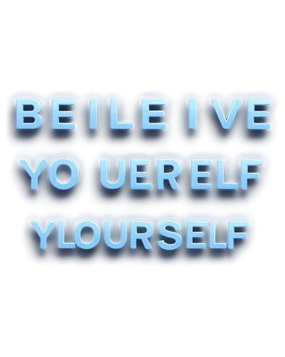 Motivational quote, bold font, white text, dark blue background, gradient effect, simple composition, centered alignment, HD resolution, inspirational words, "Believe in Yourself" phrase, uppercase le