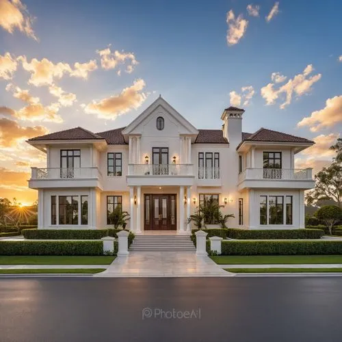 a home is shown with large hedges on the street,luxury home,beautiful home,florida home,large home,mansion,luxury property,Photography,General,Realistic