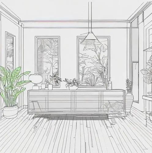 simple clean lines,office line art,house plants,house drawing,houseplant,frame drawing,backgrounds,japanese-style room,botanical line art,indoor,apartment,living room,danish room,livingroom,an apartme