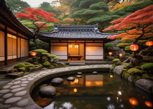 japan garden,koi pond,japanese garden,japanese zen garden,ryokan,japanese-style room,japanese garden ornament,kyoto,japanese shrine,zen garden,ryokans,japon,beautiful japan,teahouse,japan landscape,asian architecture,autumn in japan,japanese art,japan,sake gardens,Illustration,Paper based,Paper Based 06