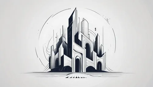 Craft an unsettling liminal space with distorted architecture and echoing sounds.,abstract design,spire,stalagmite,monolith,art deco background,beacon,shard of glass,collapse,isometric,background abst