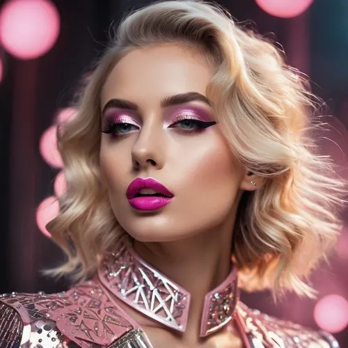 neon makeup,loboda,pink beauty,jeffree,vintage makeup,glammed,pink glitter,dark pink in colour,makeup artist,glam,perrie,deep pink,hadise,women's cosmetics,bright pink,glamorizing,bejeweled,esti,desislava,glamor,Photography,General,Fantasy